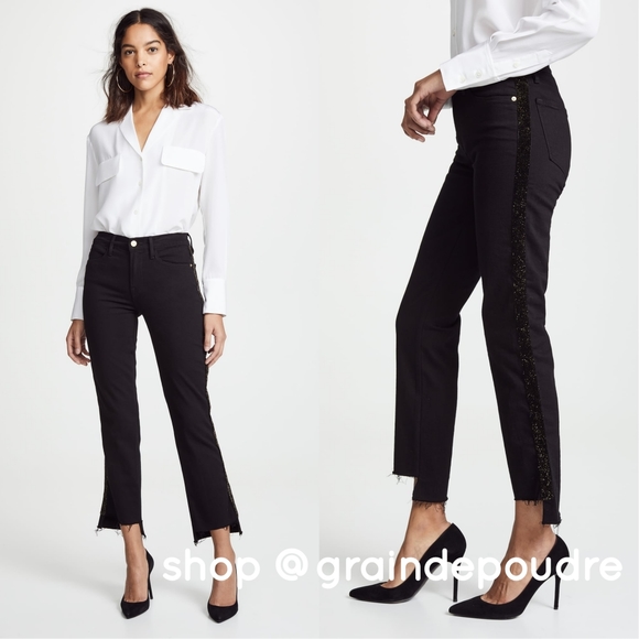 🎉HP🎉 Frame Denim Le High Straight Velvet Tux Crop Jeans - Picture 1 of 3